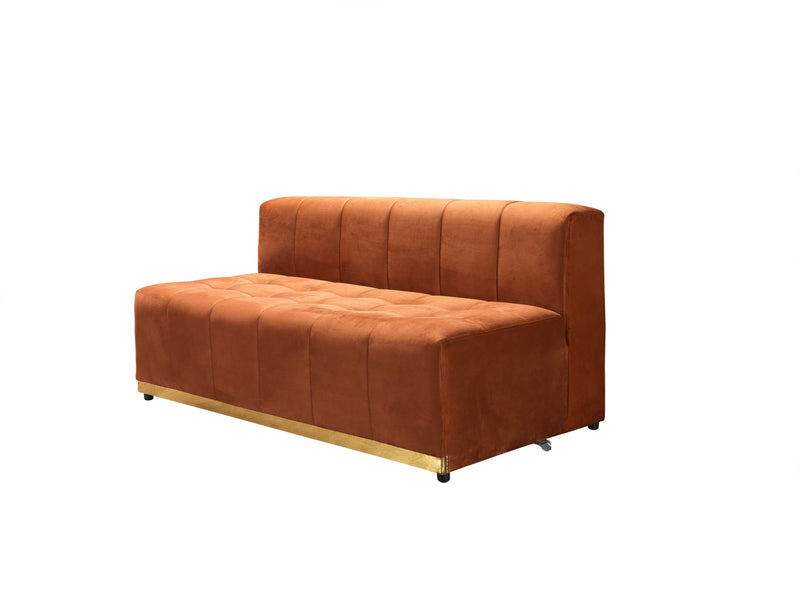 Elisha Orange Velvet Double Chaise 140" Sectional - Lara FurnitureSectional