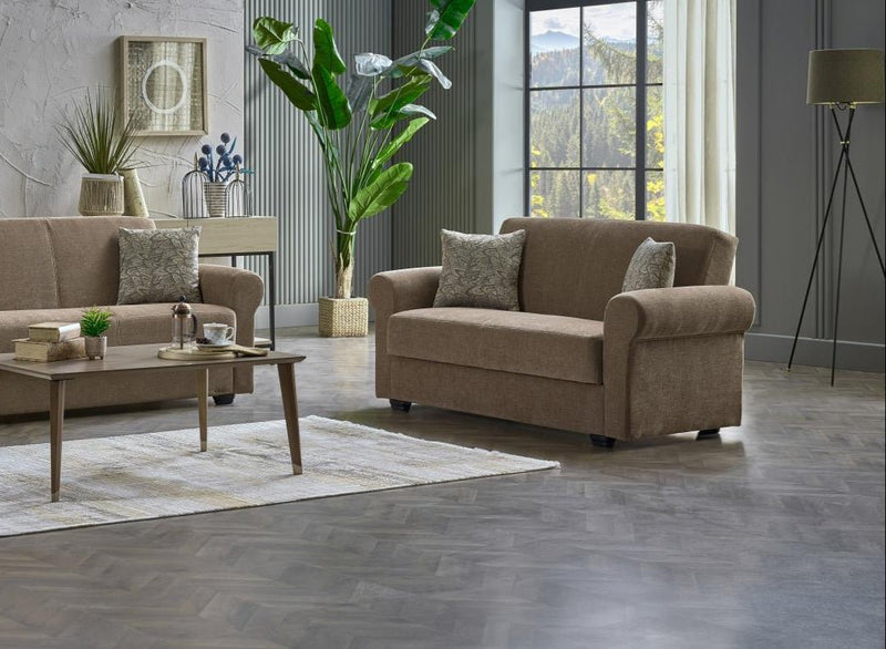 Elita S Love Seat (Koopsi Basic Brown 614) - Lara FurnitureLoveseat