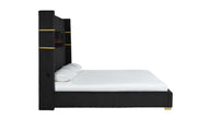 Eliza - Black Upholstered King Bed with Bluetooth Speaker, Fireplace, Power Supply and USB - Type C Charger - B164-K-Bed