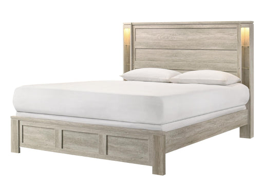Ella - Beige Panel King Bed with Gold Accent - B332-K-Bed