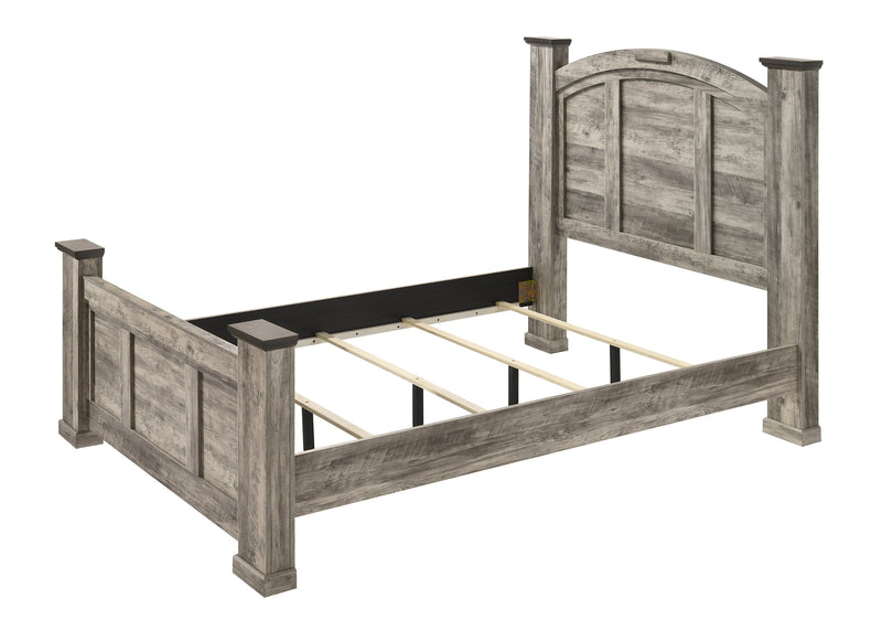 Ella - Mae Rustic Brown Queen Poster Bed - Lara FurnitureQueen Bed