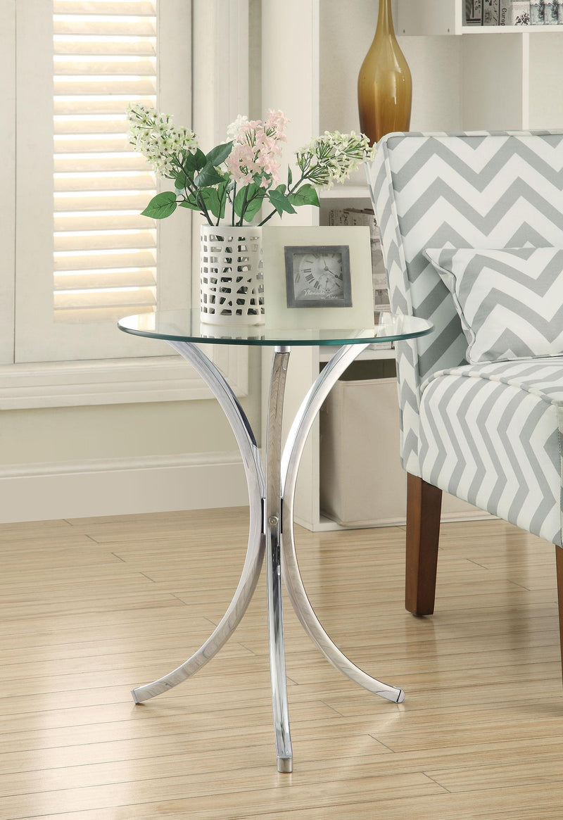 Eloise Round Glass Top Accent Side Table Chrome - 902869