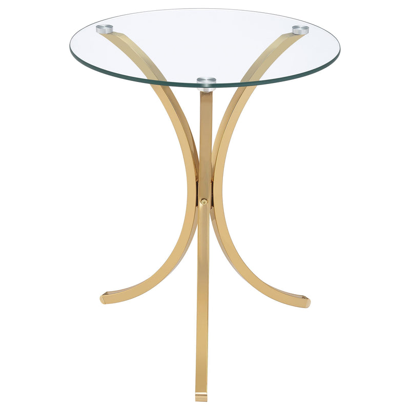 Eloise Round Glass Top Curved Metal Side Table Gold - 902869GLD