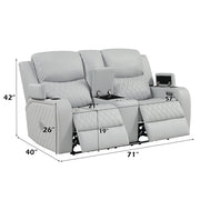 Elonzo Power Motion Loveseat w/Console, LED, Power Headrest & Speaker - LV05901