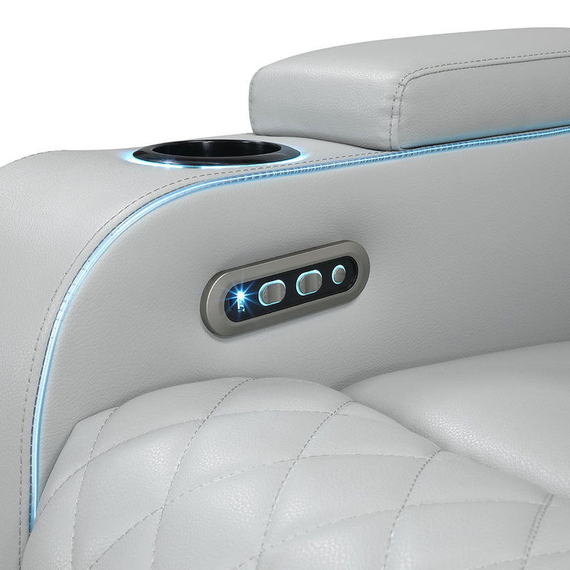 Elonzo Power Motion Loveseat w/Console, LED, Power Headrest & Speaker - LV05901