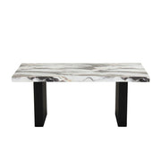 Elsa - Black Rectangular Shape Dining Table with Faux Marble Top - D220-Table