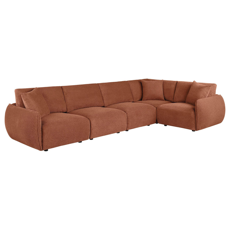 Elysia 5-piece Fabric Upholstered Modular Sectional Sofa Coral - 551891-SETA
