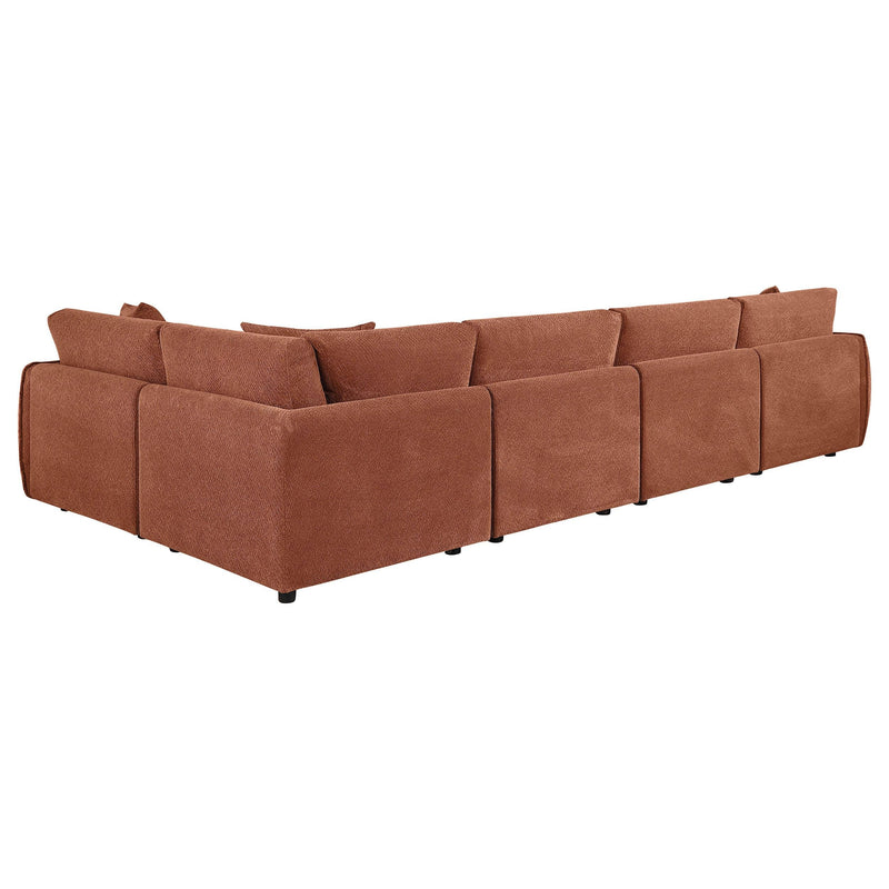 Elysia 5-piece Fabric Upholstered Modular Sectional Sofa Coral - 551891-SETA