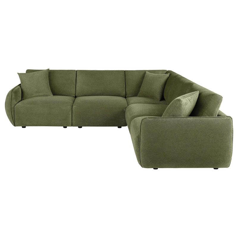Elysia 5-piece Fabric Upholstered Modular Sectional Sofa Green - 551895-SETA