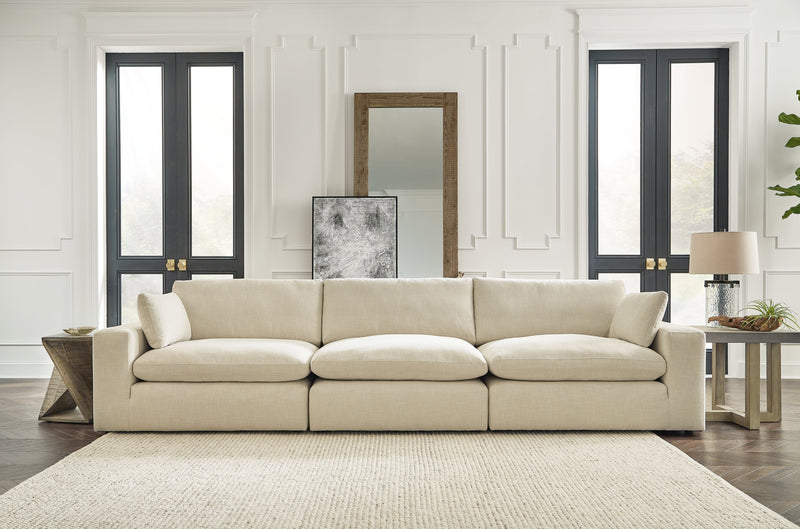 Elyza Linen 3-Piece Sectional with Ottoman from Ashley - Lara Furniture