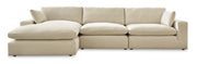 Elyza Linen 3-Piece Sectional with Ottoman from Ashley - Lara Furniture