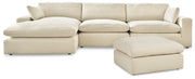Elyza Linen 3-Piece Sectional with Ottoman from Ashley - Lara Furniture