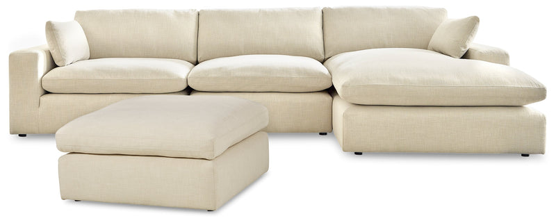 Elyza Linen 3-Piece Sectional with Ottoman from Ashley - Lara Furniture