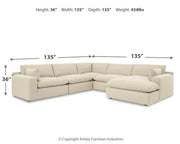 Elyza Linen 5-Piece Sectional with Ottoman from Ashley - Lara Furniture