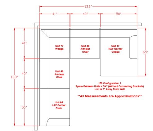 Elyza Linen 5 - Piece LAF Chaise Sectional - Gate FurnitureSectional