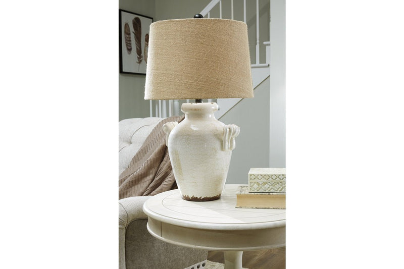 Emelda Cream Table Lamp - Lara FurnitureTable Lamp
