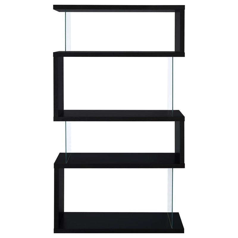 Emelle 63-inch 4-shelf Glass Panel Bookshelf Black - 800340