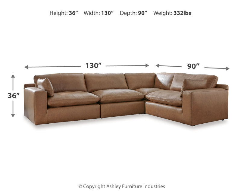 Emilia Caramel 4-Piece Sectional with Ottoman from Ashley - Lara Furniture