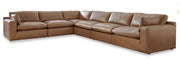 Emilia Caramel 6-Piece Sectional with Ottoman from Ashley - Lara Furniture