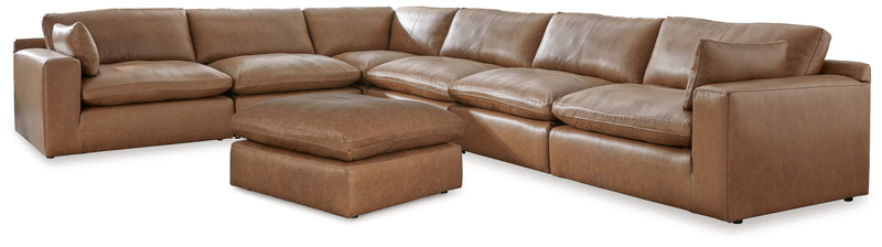 Emilia Caramel 6-Piece Sectional with Ottoman from Ashley - Lara Furniture