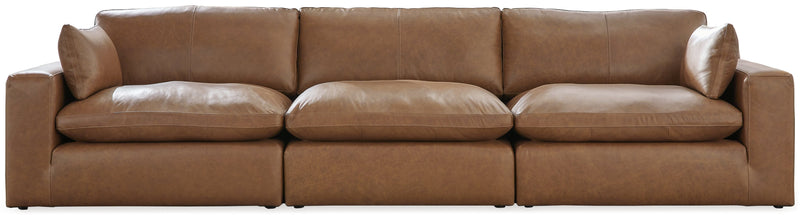 Emilia Caramel Leather Modular Living Room Set from Ashley - Lara Furniture