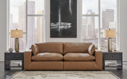 Emilia Caramel Leather Modular Living Room Set from Ashley - Lara Furniture