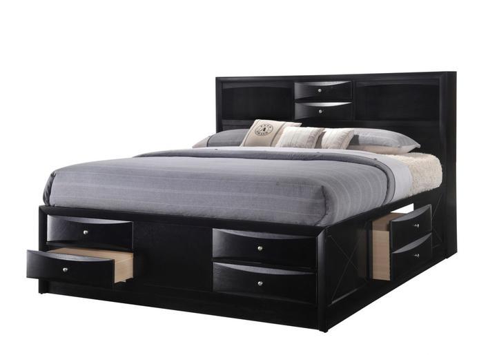 Emily Black King Storage Platform Bed - Lara FurnitureKing Bed