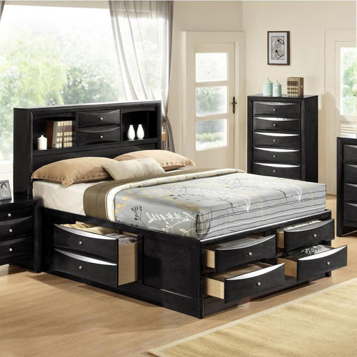 Emily Black Queen Storage Platform Bed - Lara FurnitureQueen Bed