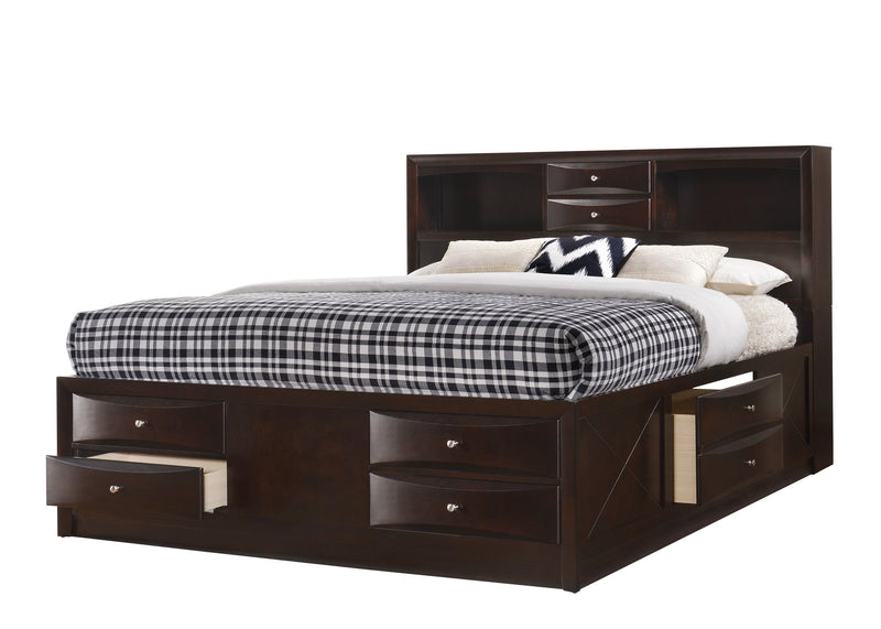 Emily Dark Cherry King Storage Platform Bed - Lara FurnitureKing Bed