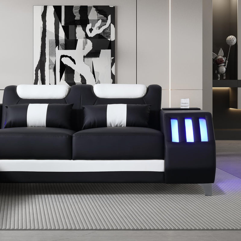 Enchanted - Black & White 3PC Sectional with Bluetooth Speaker, Reading Light, LED - S184-Sectional