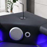 Enchanted - Black & White 3PC Sectional with Bluetooth Speaker, Reading Light, LED - S184-Sectional