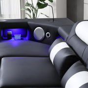Enchanted - Black & White 3PC Sectional with Bluetooth Speaker, Reading Light, LED - S184-Sectional