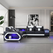 Enchanted - Black & White 3PC Sectional with Bluetooth Speaker, Reading Light, LED - S184-Sectional