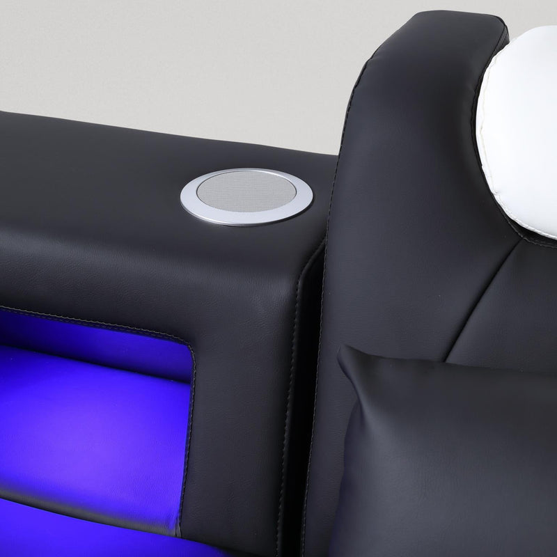 Enchanted - Black & White 3PC Sectional with Bluetooth Speaker, Reading Light, LED - S184-Sectional