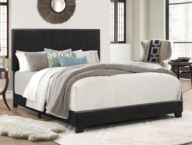 Erin Black Faux Leather King Bed - Lara FurnitureKing Bed