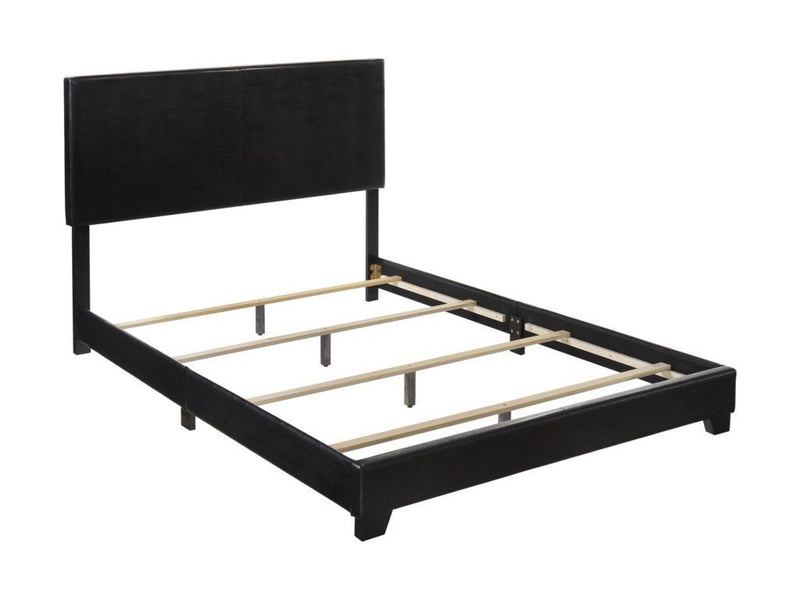 Erin Black Faux Leather Queen Bed - Lara FurnitureQueen Bed