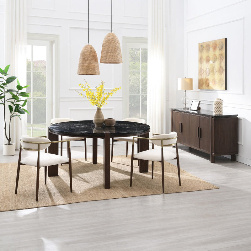 Estella Round Dining Table w/Marble Top - DN06880