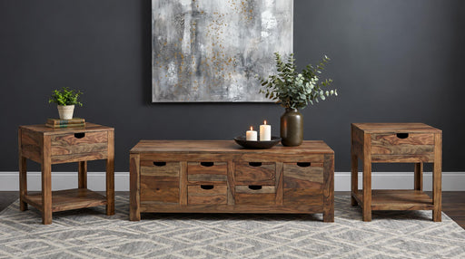 Esther 3-Piece Solid Sheesham Coffee and End Table Set Natural - 723888-S3