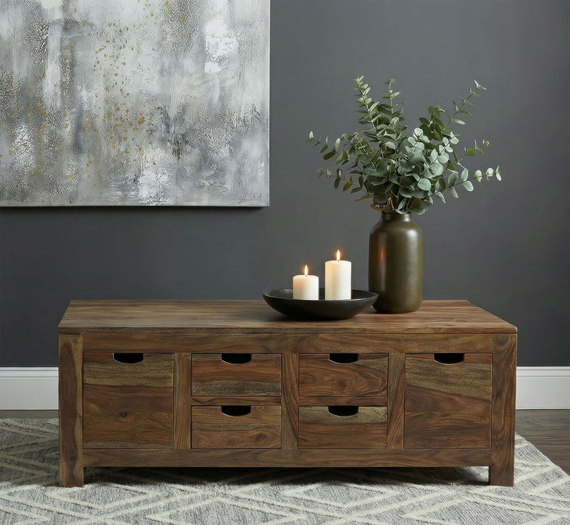 Esther 6-drawer Solid Wood Coffee Table Natural Sheesham - 723888