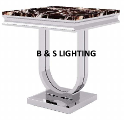 ET2001C 20 X 20 21.2  - SILVER STAINLESS STEEL + MARBLE  END TABLE - 210000007477