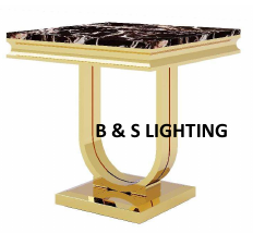 ET2001G 20 X 20 21.2  - GOLD STAINLESS STEEL + MARBLE  END TABLE - 210000007469