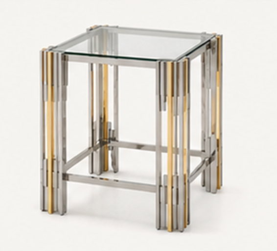 ET2011G 19 X 19 X 20 STAINLESS STEEL + GLASS END TABLE - 210000007379