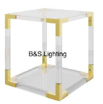 ET3001G 19 X 19 X 20  GOLD ACRYLIC + STAINLESS STEEL + GLASS  END TABLE - 210000007363