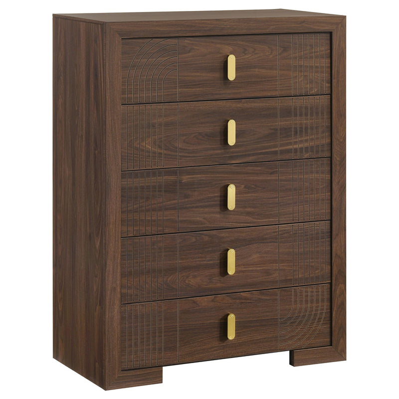 Etienne 5-drawer Bedroom Chest of Drawers Walnut - 225125