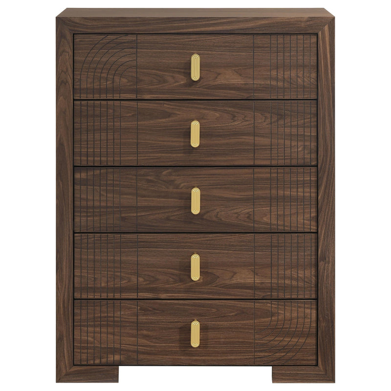 Etienne 5-drawer Bedroom Chest of Drawers Walnut - 225125