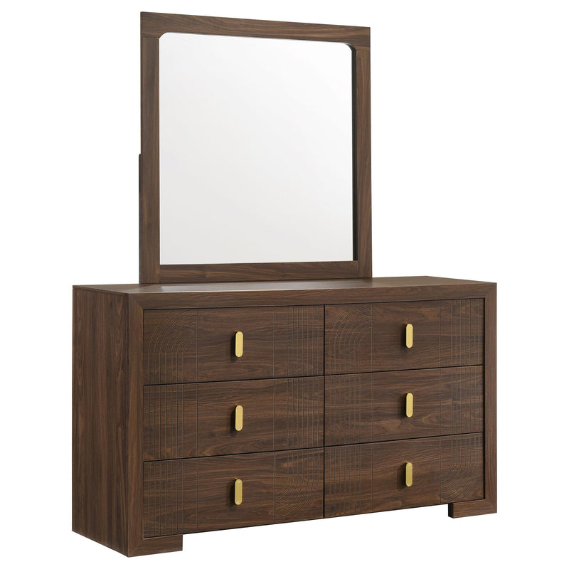 Etienne 6-drawer Dresser with Mirror Walnut - 225123M