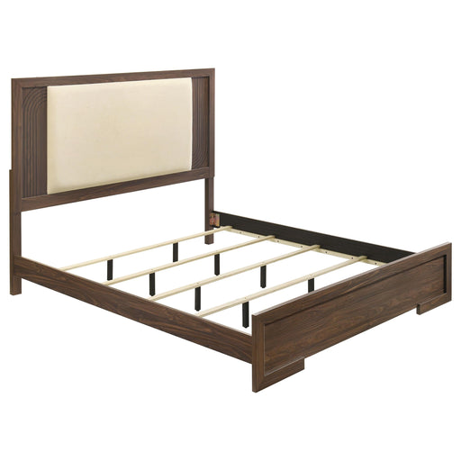 Etienne Eastern King Velvet Upholstered Panel Bed Walnut - 225121KE