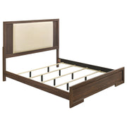 Etienne Eastern King Velvet Upholstered Panel Bed Walnut - 225121KE