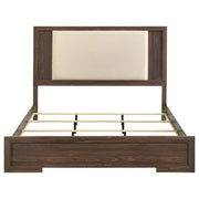 Etienne Eastern King Velvet Upholstered Panel Bed Walnut - 225121KE