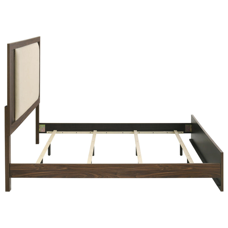 Etienne Eastern King Velvet Upholstered Panel Bed Walnut - 225121KE
